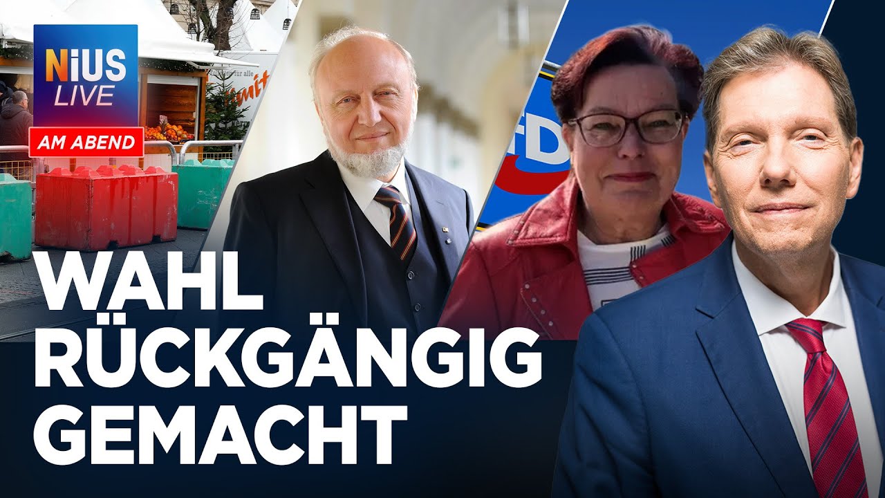 Vorschaubild der NIUS-Live-Sendung mit politischem Thema. Das Thumbnail zeigt mehrere Personen vor einem dunkelblauen Hintergrund sowie die große Schlagzeile ‚Wahl rückgängig gemacht‘. Links befindet sich das NIUS-Live-Logo. Das Bild dient als Beitragsvorschau für einen Blogartikel über den Auftritt von Marcus Held bei NIUS Radio.